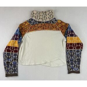 Free People Sweater Women's Small Aztec Print Turtle Neck Cropped Boho